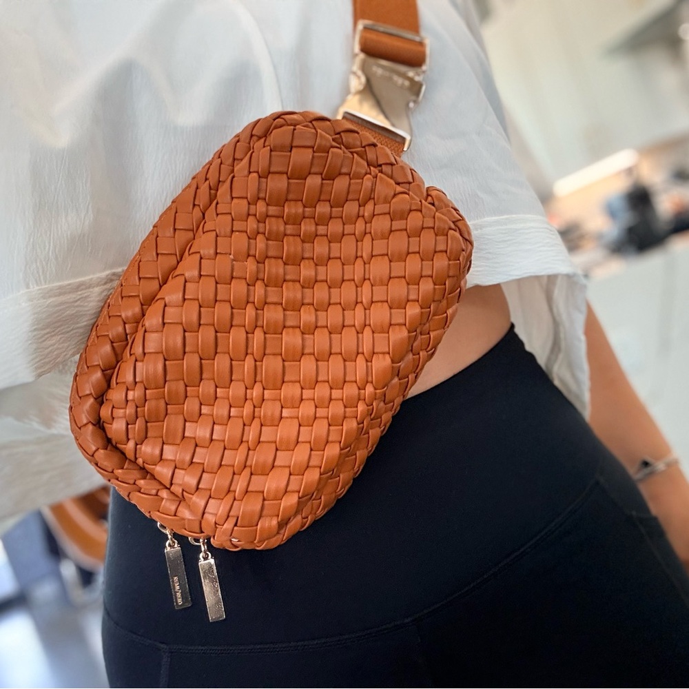 Remi & Reid Leather Crossbody Bag in Cognac